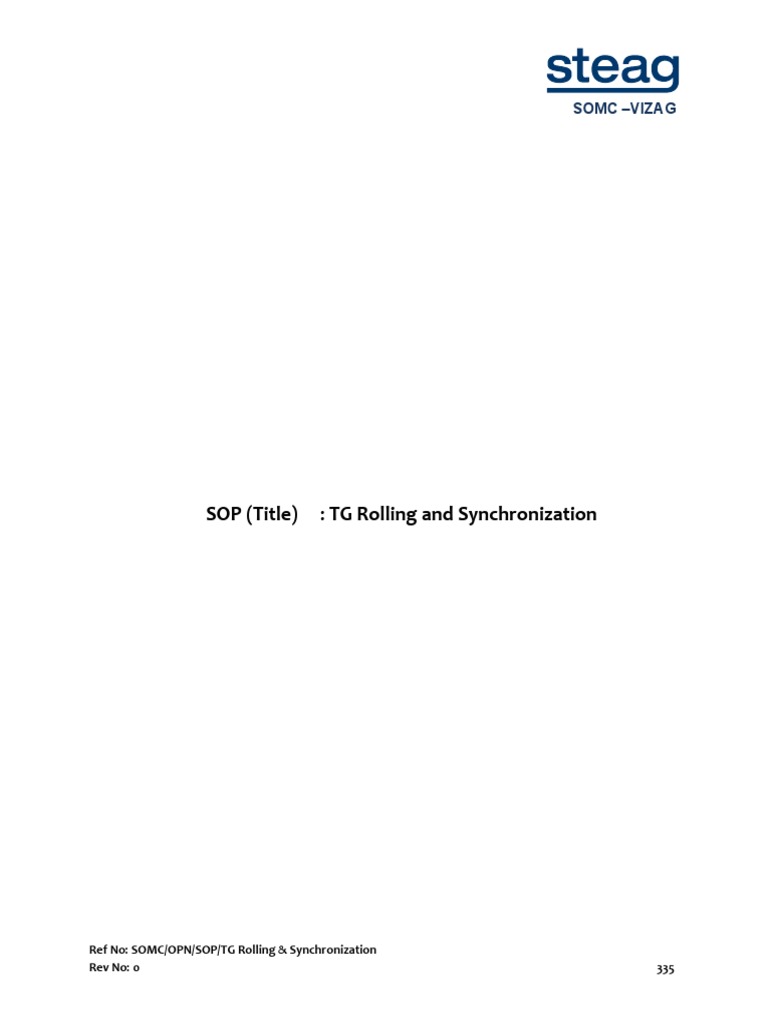 Turbine Rolling and Synchronization SOP | PDF | Steam | Boiler