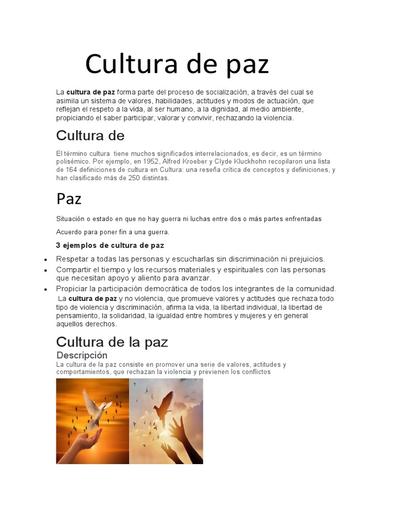 Definición y Ejemplos de Cultura de Paz | PDF