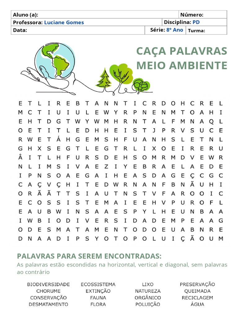 Caça-palavras sobre meio ambiente, peixes, doces e profissões para ...