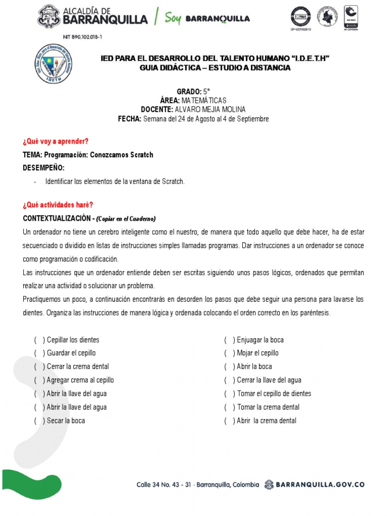 Guía 5 Conozcamos Scratch Pdf Descargar Gratis Pdf Scratch