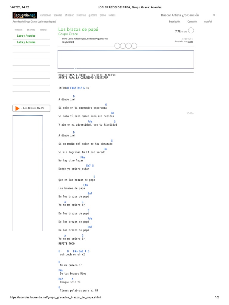 LOS BRAZOS DE PAPA, Grupo Grace Acordes PDF