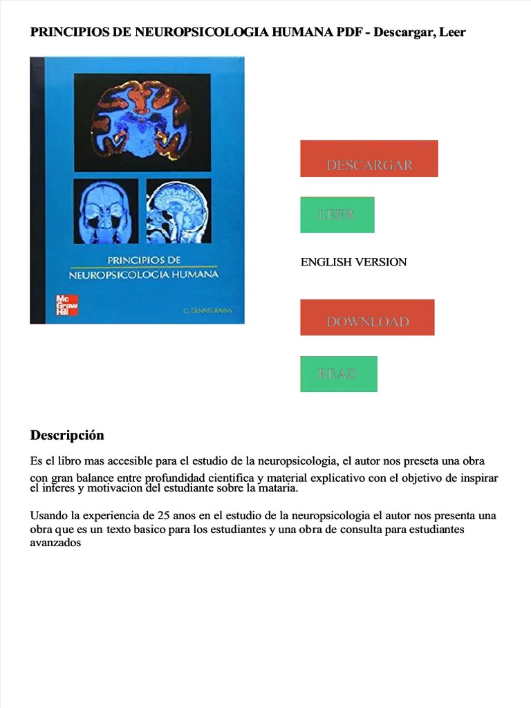 PDF Principios de Neuropsicologia Humana PDF Descargar Leer - Compress ...