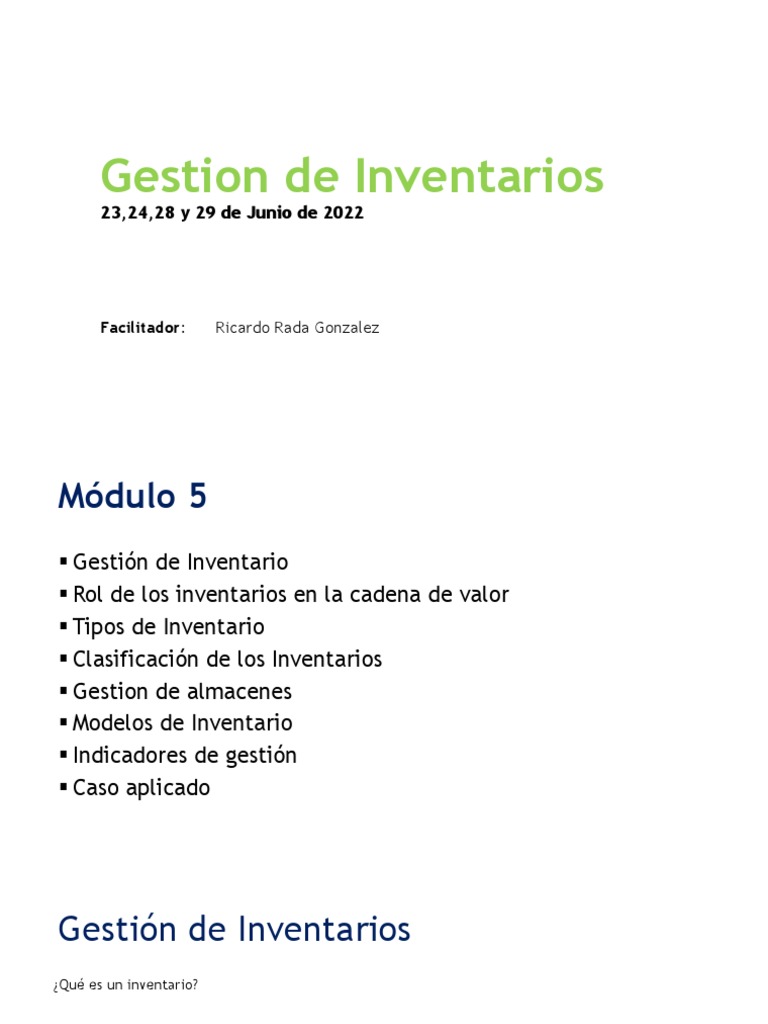 Modulo 5 Gestion de Inventarios | Descargar gratis PDF | Inventario ...
