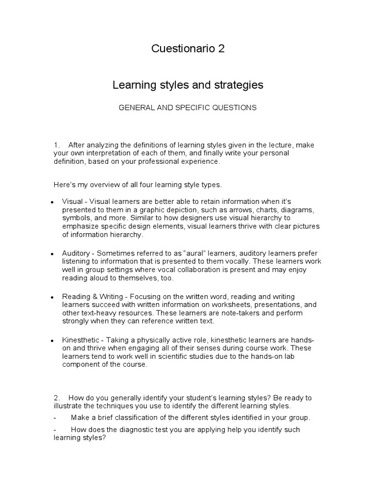 Learning Styles and Strategies in Education | PDF | Learning Styles ...
