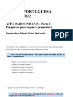 Atividades Iniciais 4 Ano Parte 3 Perguntas para Enquete Gramatical e Ortografica