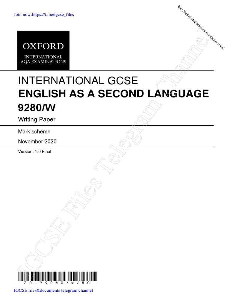 AQA-9280-Writing-MS - IGCSE Files Channel | PDF | English Language ...