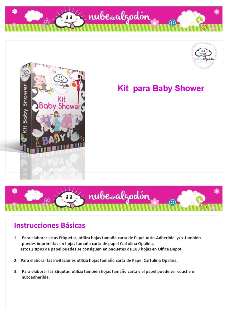 Kit de Invitaciones para Baby Shower | PDF, image size:768x1024