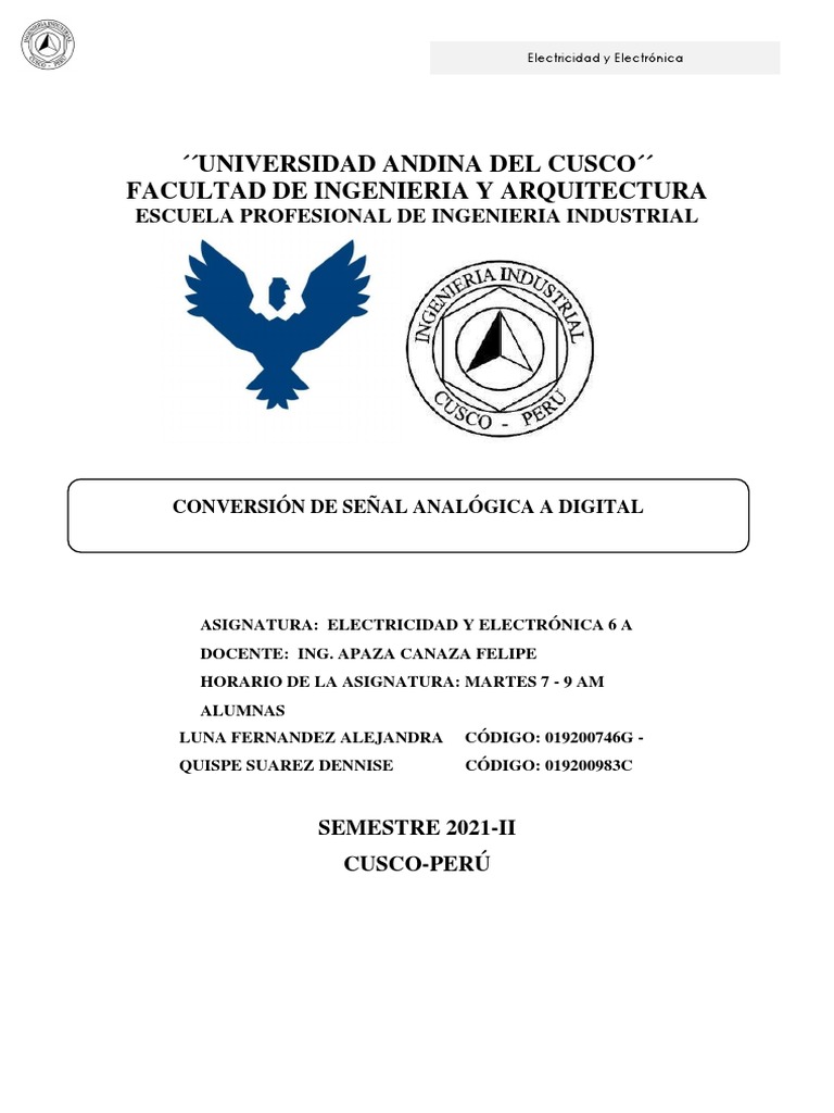 Practica Conversión De Señal Analógica A Digital Pdf Señal