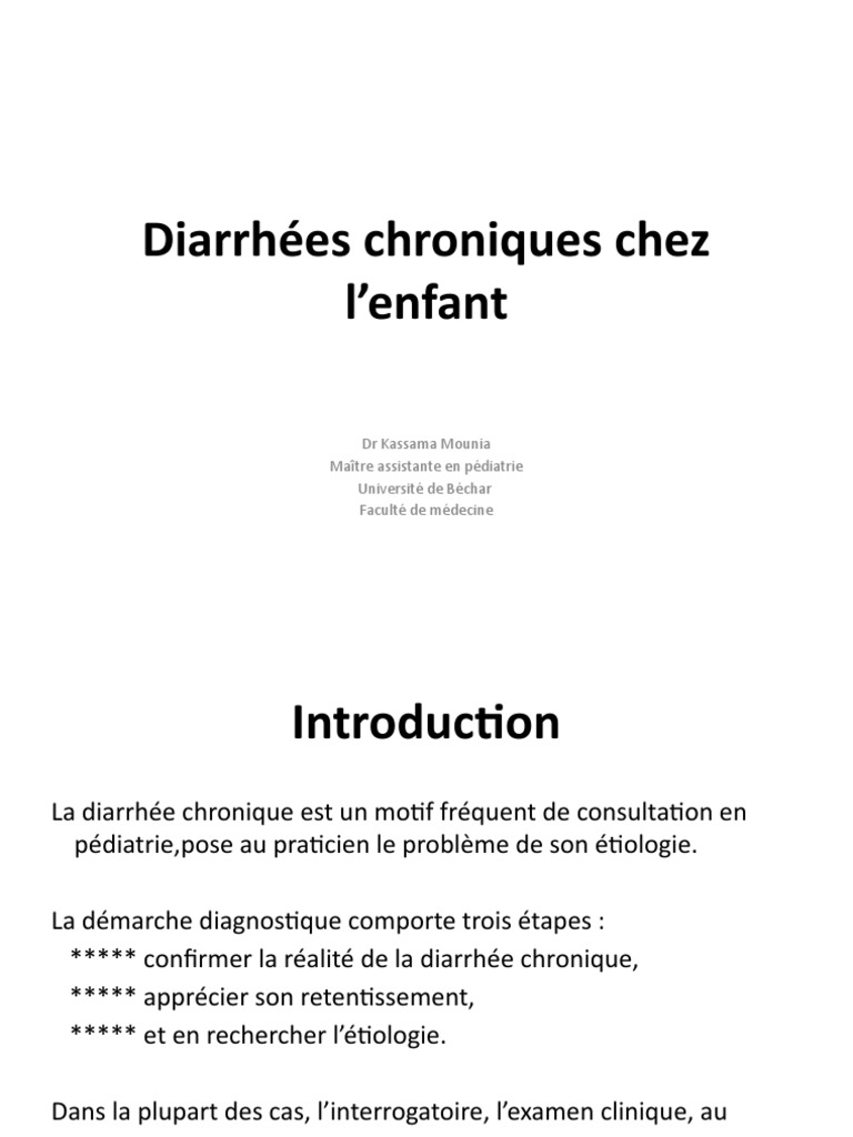 24-Diarrhées Chroniques Chez L'enfant Fevrier 2023.ppsx | PDF ...