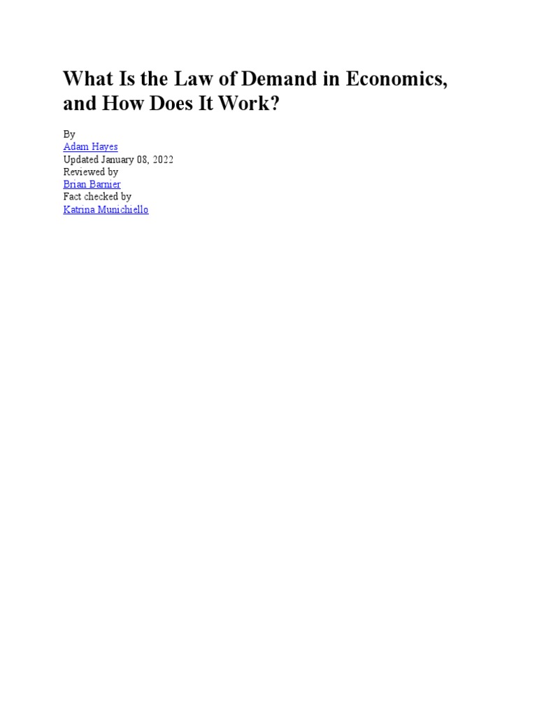 What Is The Law of Demand in Economics | PDF | Demand | Supply And Demand