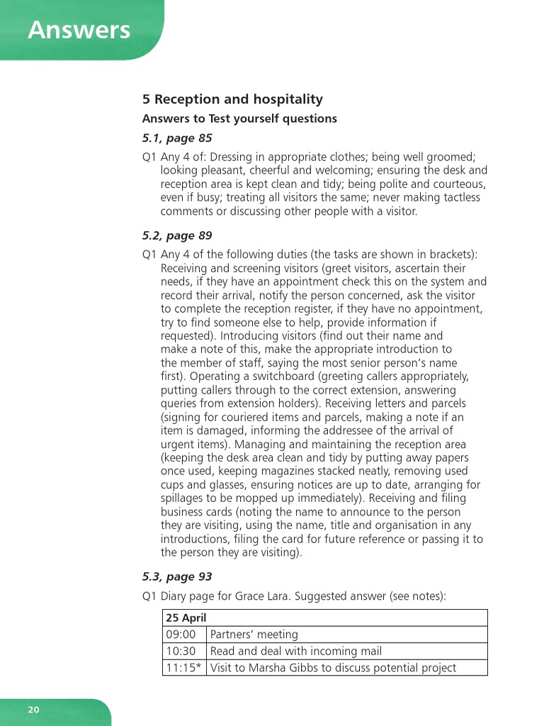 Receptionist Role in Hospitality | PDF