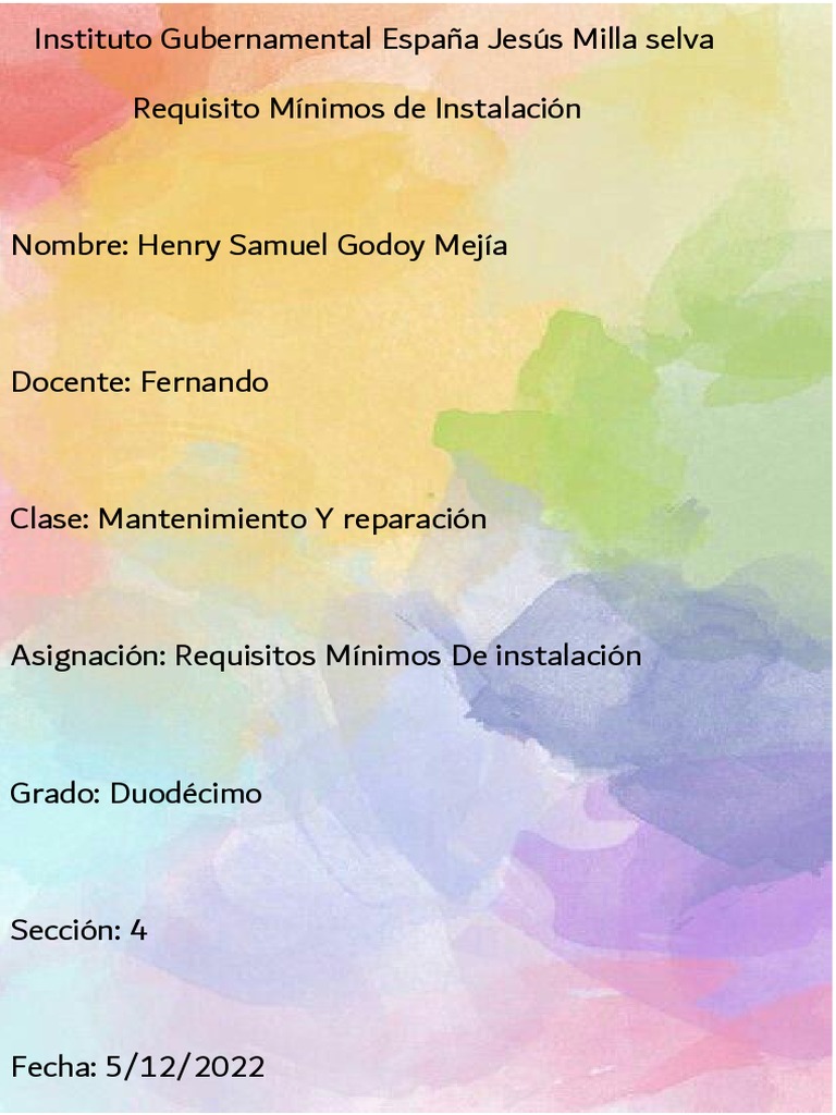 Requisitos minimos de intalacion pdf windows 10 microprocesador