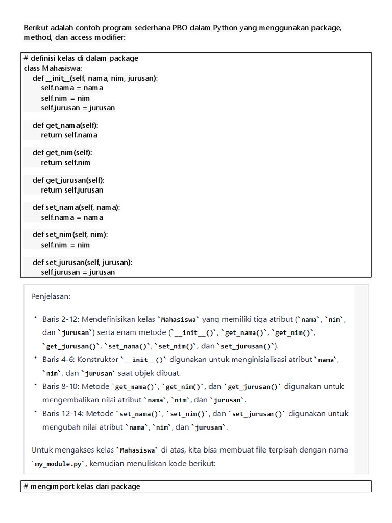 Contoh PBO Sederhana dengan Python | PDF