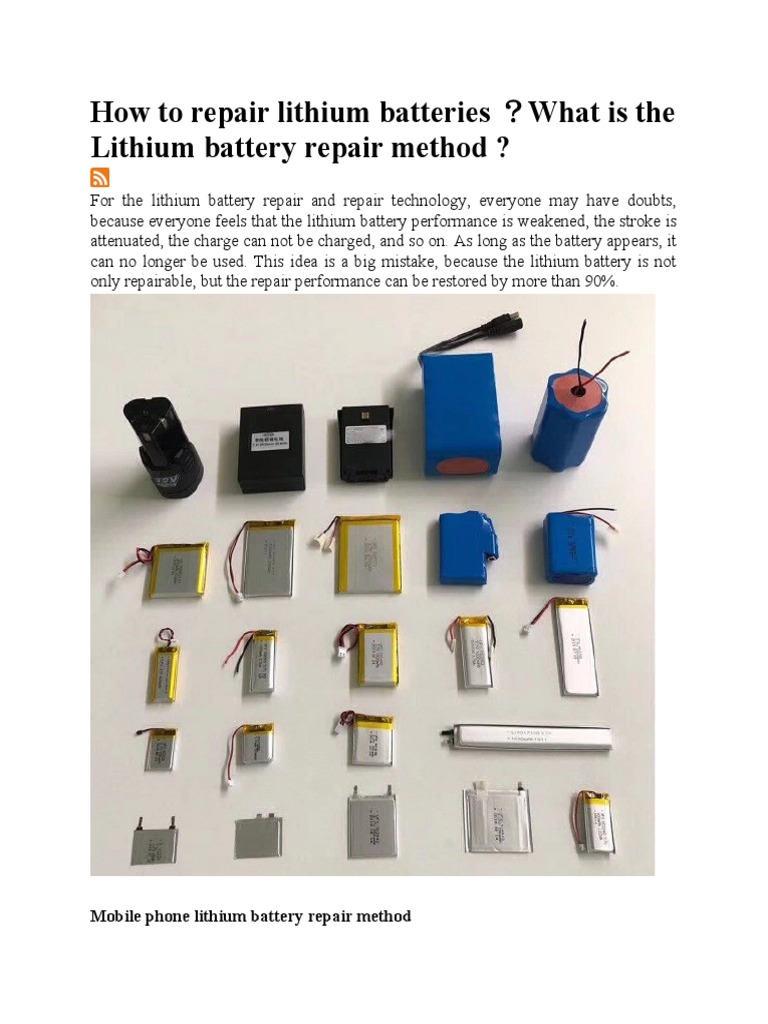 REPAIR DEAD LITHIUM ION BATTERY intelligence overview