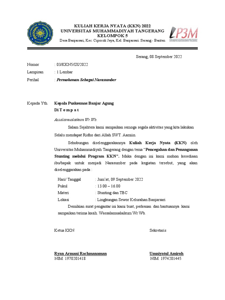 Surat Permohonan Narasumber | PDF