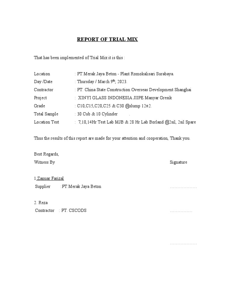 Field Report Trial | PDF