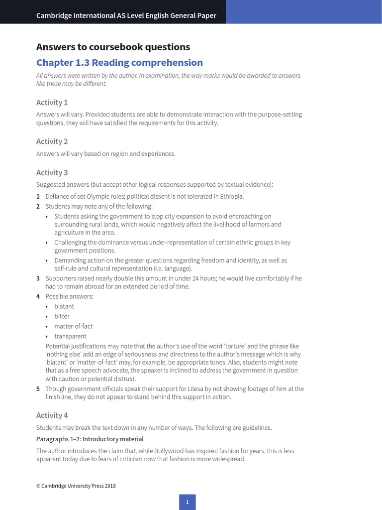 (GR) CHECK - Chapter 1.3 Textbook Answers (CUP) | PDF