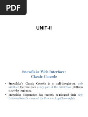 Snowflake UNIT II