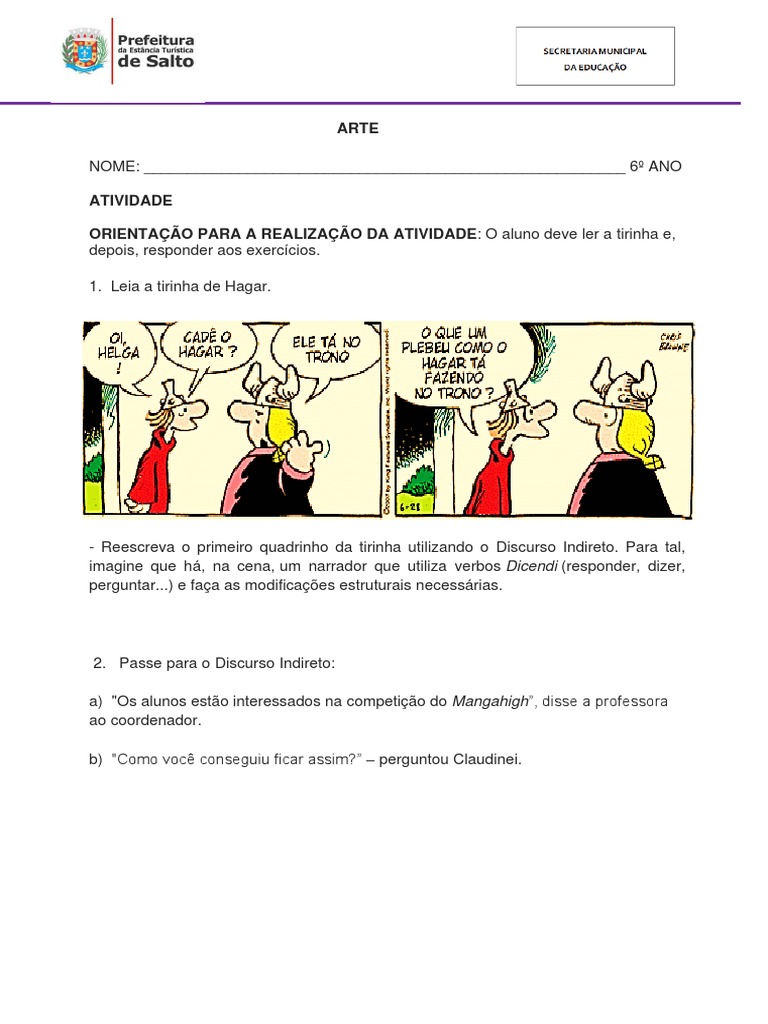 6o ANO LINGUA PORTUGUESA | PDF