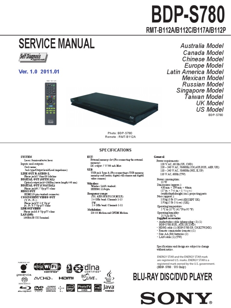 Sony BDP-S780 Blu-ray Player Service Manual | Soldering | Electrical