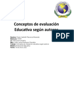 Actividad Conceptos de Evaluación Educativa Según Autores