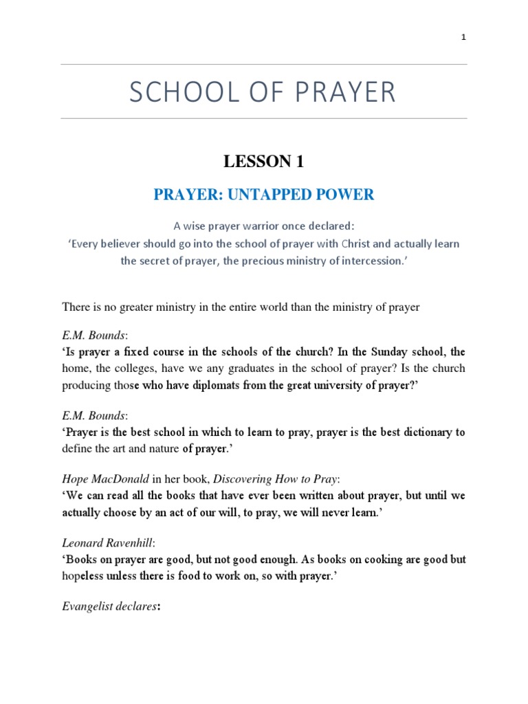 Materi School Of Prayer Pdf Pdf Prayer God