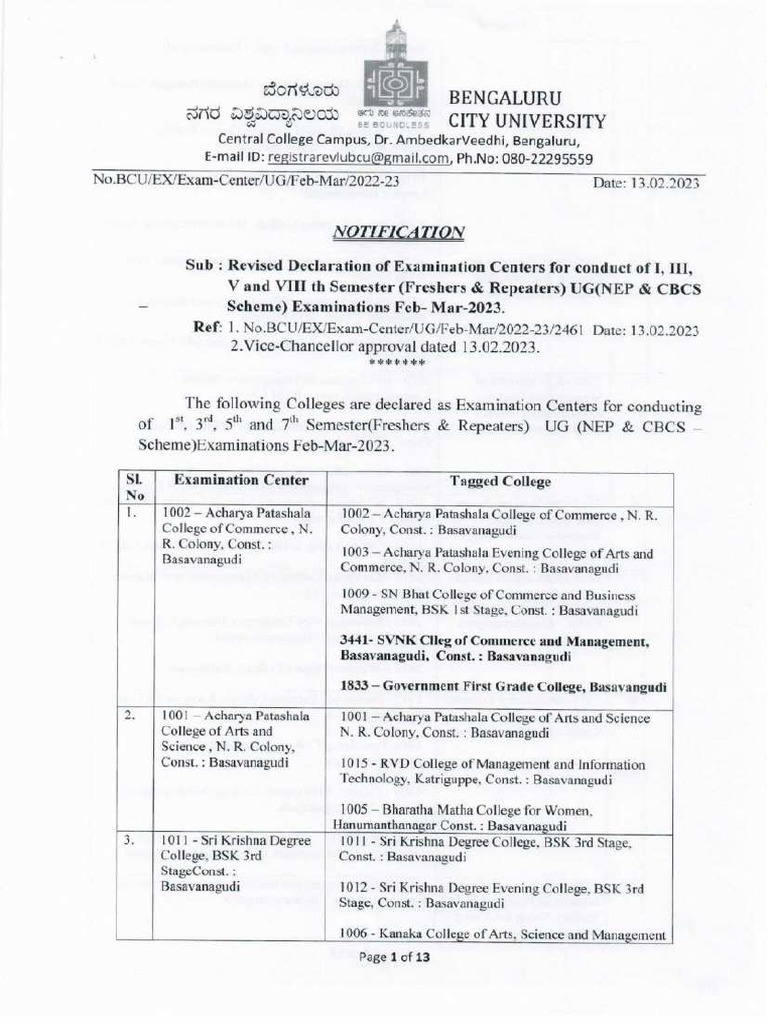 Revised 1,3,5 & 7th Semester UG (NEP & CBCS Scheme) Freshers