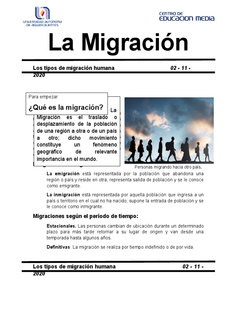 Tipos de Migración Humana | PDF | Migración humana | Inmigración