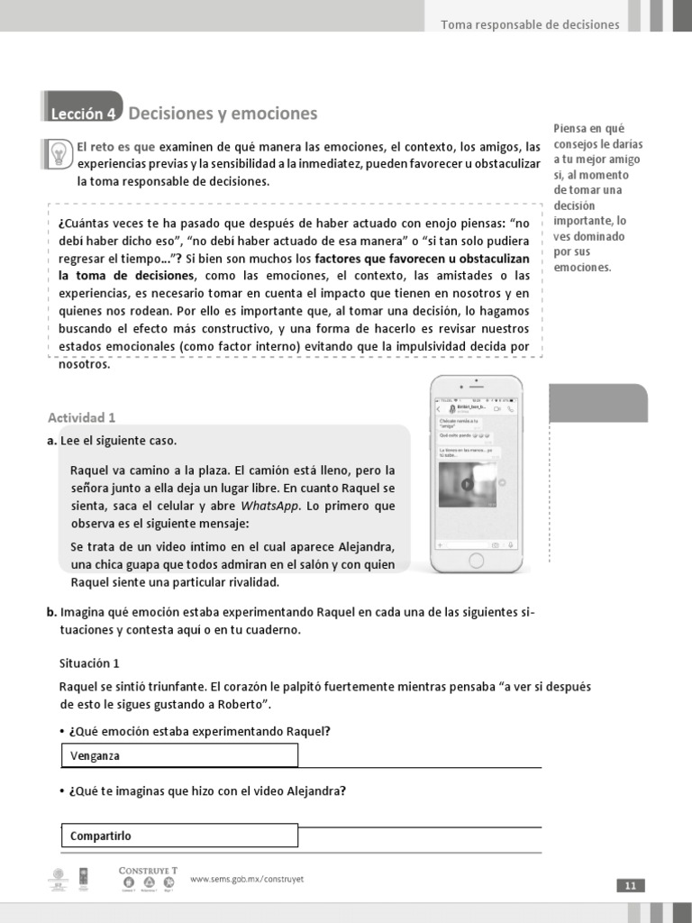 Emociones y Toma de Decisiones Responsables | PDF | Las emociones