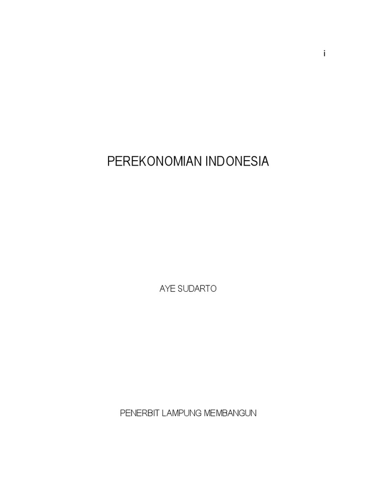 Aye Sudarto Perekonomian Indonesia Ebook PDF PDF