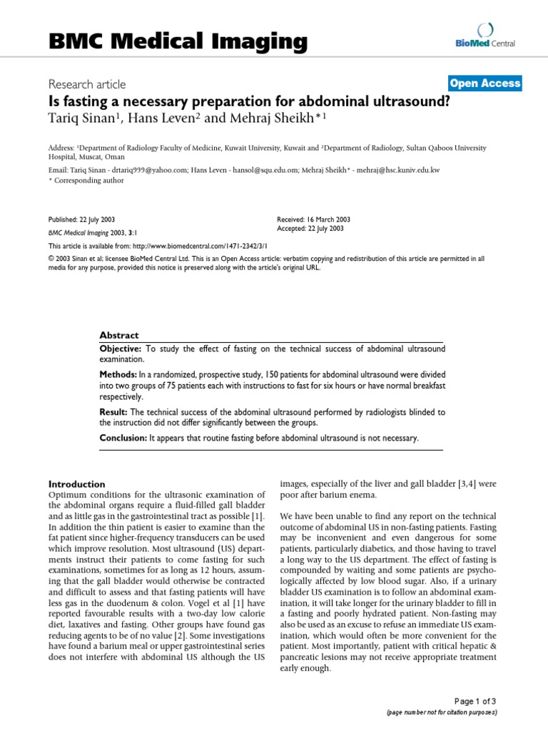 End Of Days Preparation For Abdominal Ultrasound