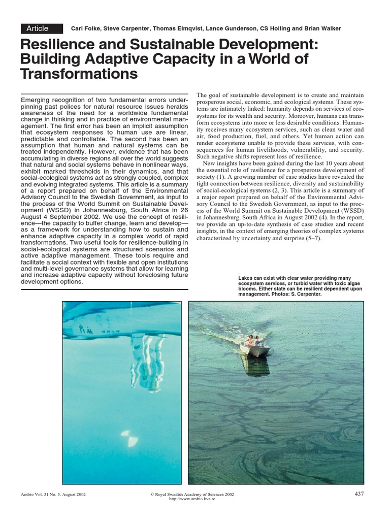 Resilience and Sustainable Development | PDF | Ecological Resilience ...