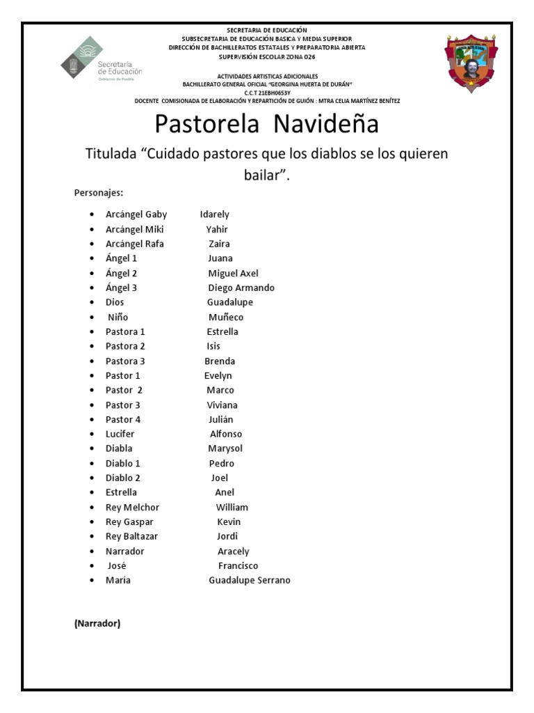 Guion de Pastorela Navideña Corta | PDF | Ángel | Arcángel