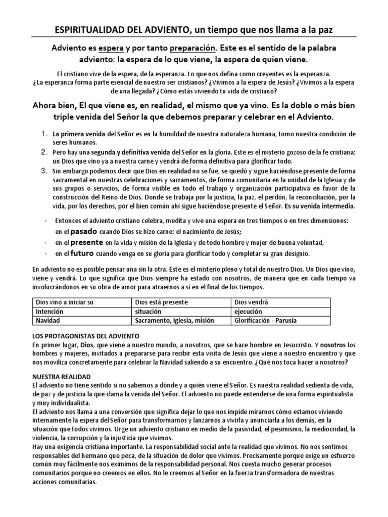Espiritualidad del Adviento: Espera y Conversión | PDF | Adviento ...