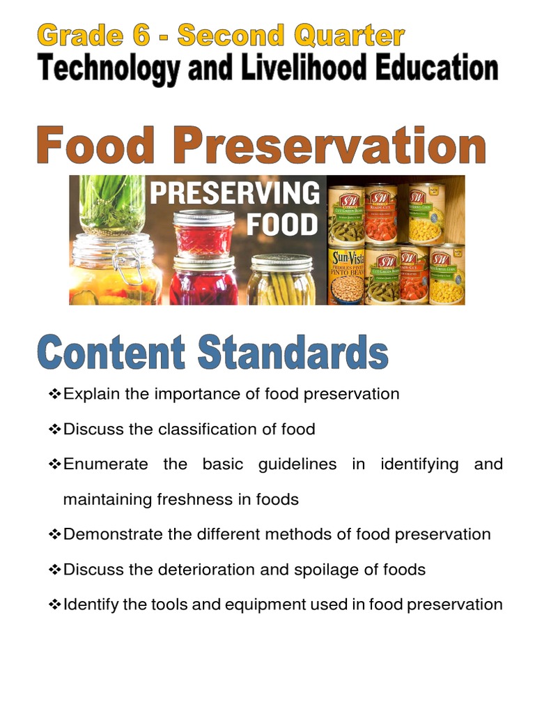 TLE 6 Food Preservation PDF PDF Pickling Curing (Food Preservation)