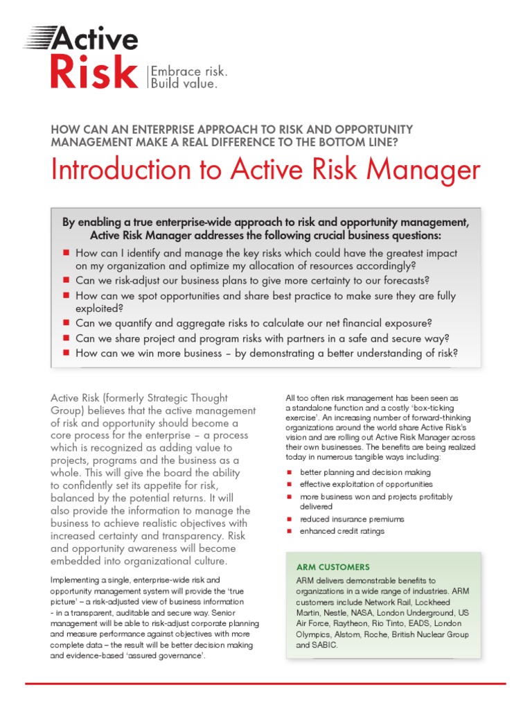 ARM Overview 15886 PDF Risk Management Enterprise Risk Management