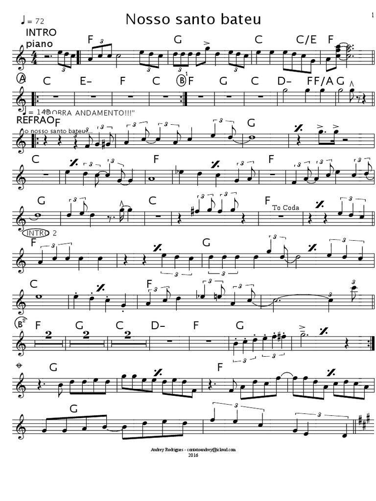 O Nosso Santo Bateu Partitura Teclado - Banda Baile + 10% Maiara e ...