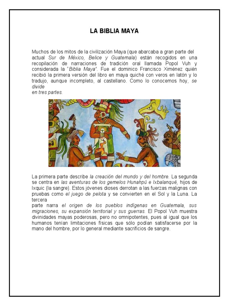 La Biblia Maya: Mitos y Creación | PDF
