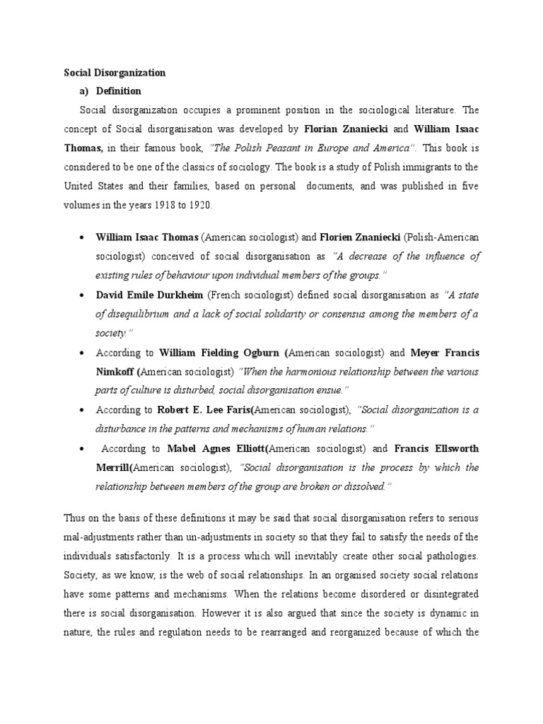 Understanding Social Disorganization | PDF | Sociology | Unemployment