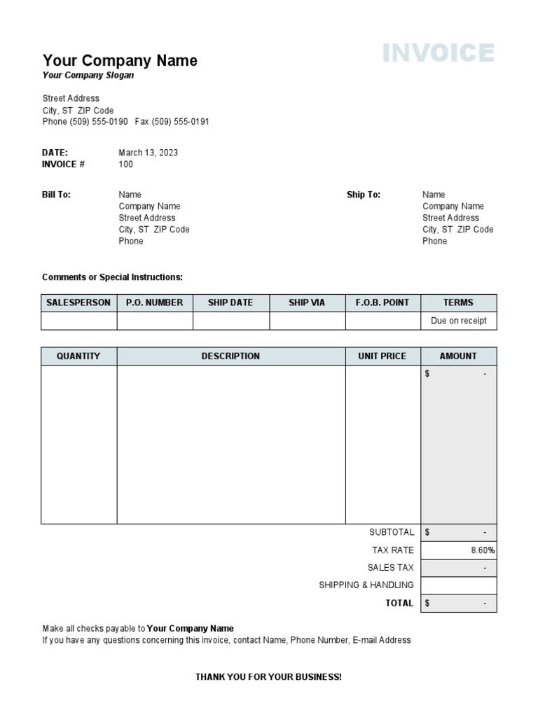 Sales Invoice With Tax and Shipping and Handling Calculations1 PDF