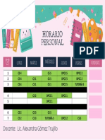 Horario (A4 Horizontal) Clases Semanal Infantil Rosa Verde Azul Naranja PDF