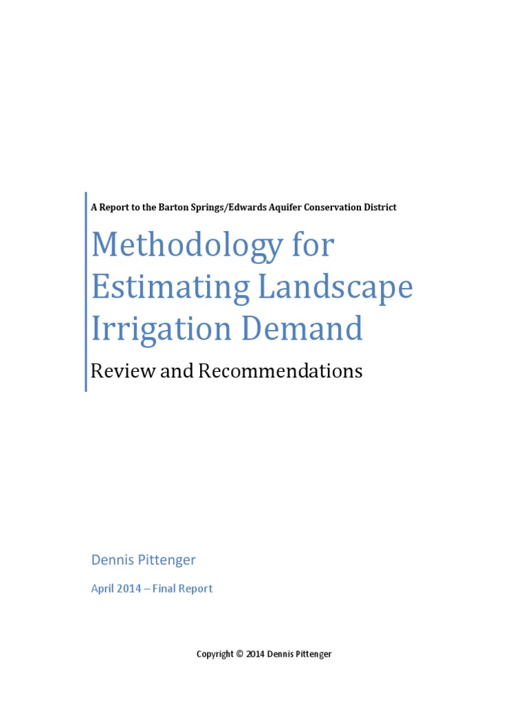 Methodology For Estimating Landscape Water Requirement PDF