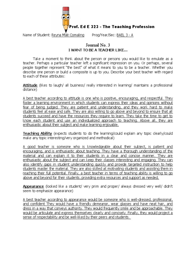 Reyna Mae Comaling Journal No. 3 PDF Teachers Knowledge