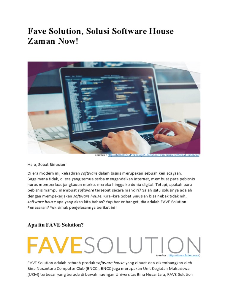 FAVE Solution: Software House Terpercaya | PDF