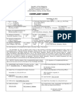 E-1 Complaint Sheet