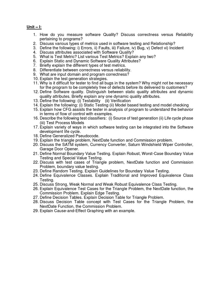 Question Bank | PDF | Software Testing | Software Quality