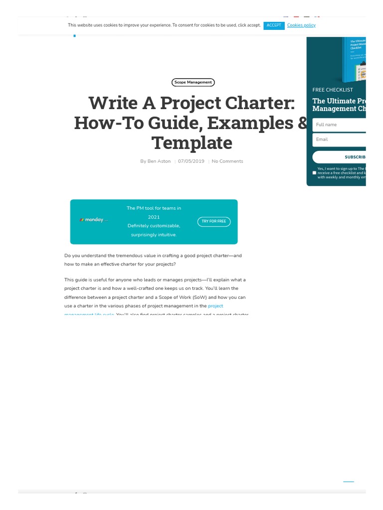 Write a project charter how to guide examples template the