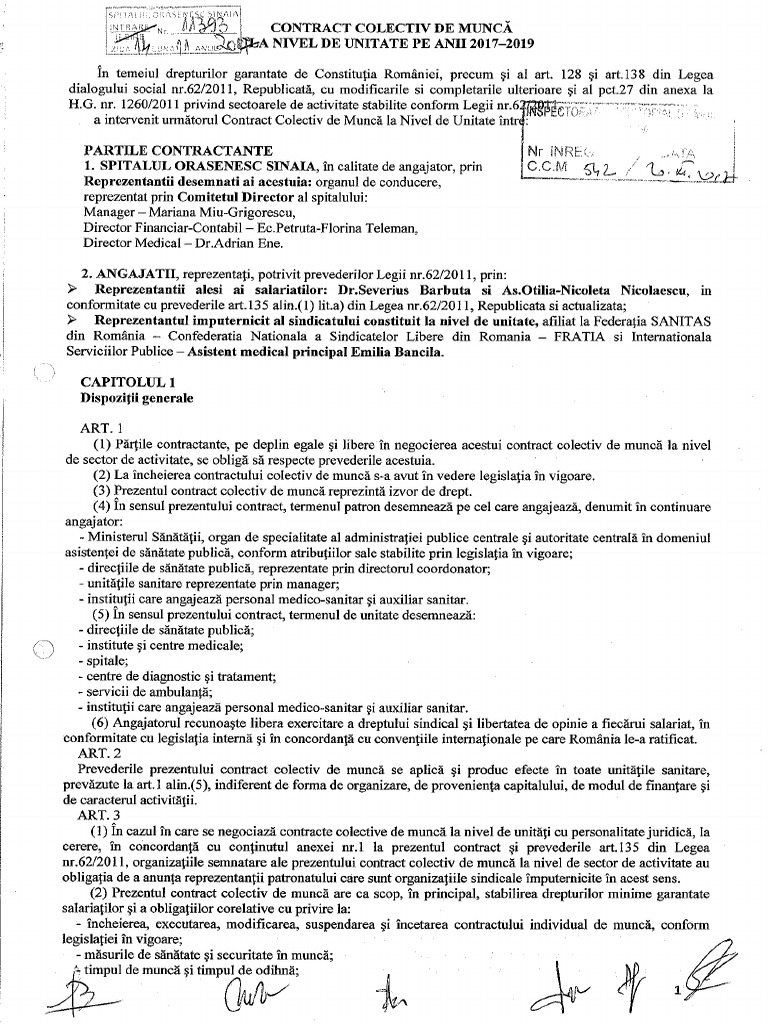 Contract Colectiv de Munca La Nivel de Unitate 2017-2019 | PDF