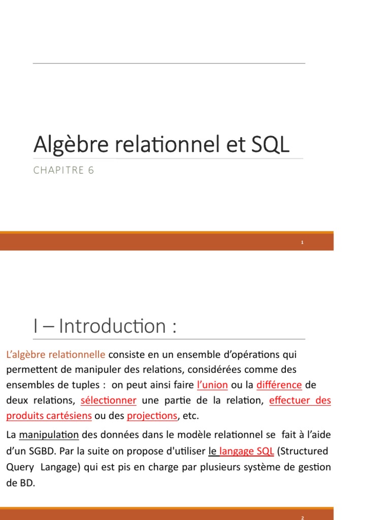 Algèbre relationnelle et SQL | PDF | SQL | Bases de données