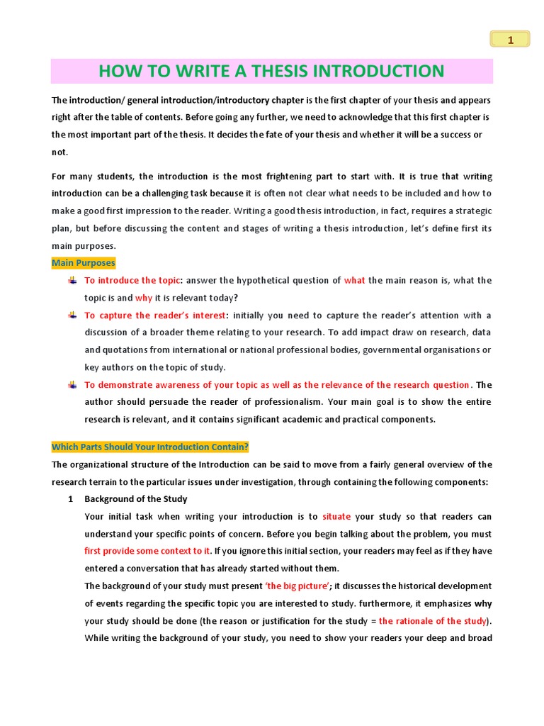 How To Write A Thesis Introduction Pdf Cognition Cognitive Science
